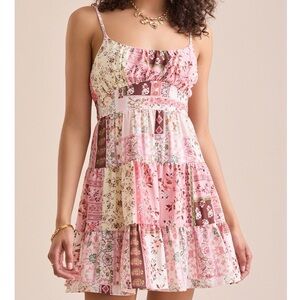 NEW Altar’d State Floral Patchwork Mini Dress Size Large Cute for Valentines Day